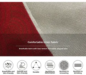 Detailed close-up of high-density linen fabric texture and durable overlock stitching