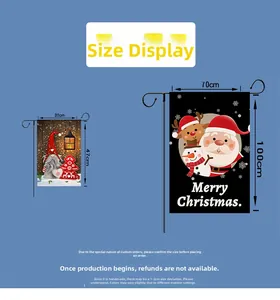 Size chart for spring and Christmas garden flags showing 32x47cm and 70x100cm dimensions