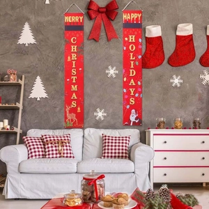 Festive Christmas banner set with Merry Christmas text and holiday deer graphics