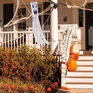 Ghost windsock flag decoration for Halloween party outdoor front porch decor