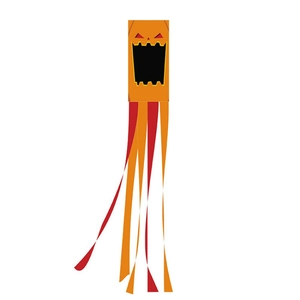 Halloween pumpkin windsock outdoor decorative flag with orange and red hanging streamers