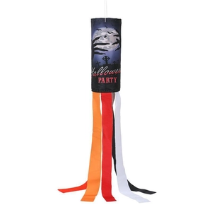 Halloween party windsock with moon and cross pattern for garden and yard decor