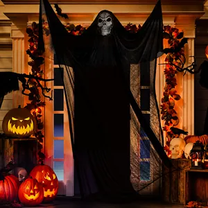 Halloween Hanging Ghost Decoration Large Scary Skull Ghost With Long Gauze For Outdoor Yard Porch Spooky Party Prop Decor