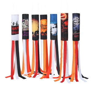 Halloween Windsock Hanging Outdoor Decoration Spooky Pumpkin Ghost Witch Castle Decorative Flag Windsock For Garden Yard Patio Party