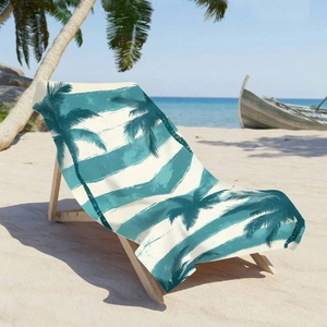Hawaiian Coconut Tree Printed Beach Towel Microfiber Absorbent Quick Dry Pool Bath Towel Tropical Stripe Large Sports Towel