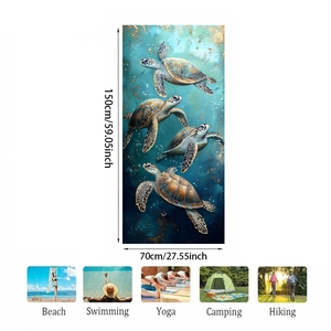 Blue sea turtle microfiber beach towel 150x70cm for swimming, yoga and outdoor camping