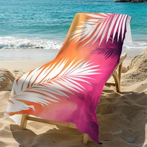 Tropical Gradient Microfiber Beach Towel Palm Leaf Printed Fast Drying Oversized Bath Towel For Summer Swim Travel Pool