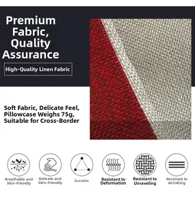 Detail of breathable linen fabric texture for Halloween skull cushion cover with 75g weight