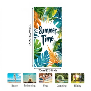 Detail view of 150x70cm microfiber beach towel with tropical leaves and Summer Time print