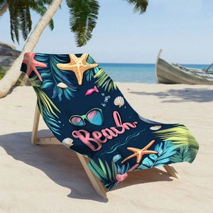 Microfiber Digital Printed Beach Towel Navy Blue Starfish Sea Shell Pattern Absorbent Quick Dry Bath Towel For Pool Yoga