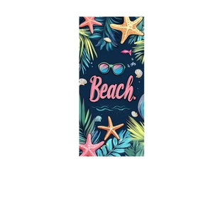 Microfiber beach towel with starfish, shells and blue tropical summer digital print