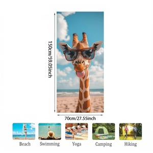 Serviette de plage en microfibre avec motif girafe et dimensions 150x70cm pour l'extérieur