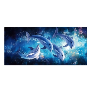 Microfiber beach towel with fierce shark digital print and ultra-absorbent texture