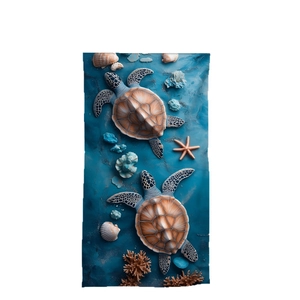Microfiber beach towel with sea turtles and coral reef 3D digital print design