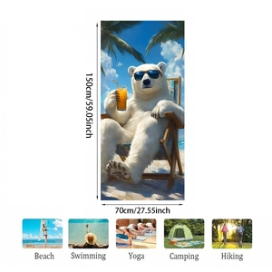 Detailed size specifications and usage scenarios for polar bear microfiber beach towel