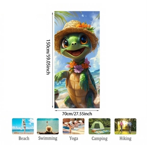 Microfiber cartoon turtle beach towel 150x70cm with vibrant sea summer prints