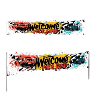 Bannière de course avec graffitis colorés et voitures pour fête et décoration de jardin