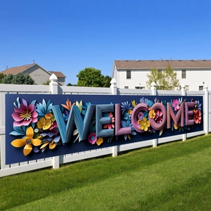 Welcome 3D Floral Outdoor Banner Large Polyester Decorative Yard Sign Welcome Home Garden Lawn Fence Party Backdrop Banner