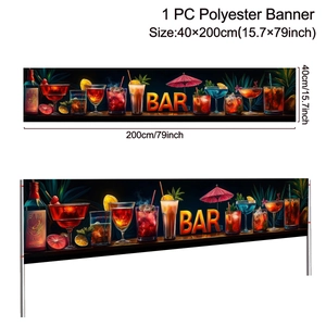 Detail eines 40x200cm tropischen Bar-Banners aus Polyester mit bunten Cocktail-Motiven