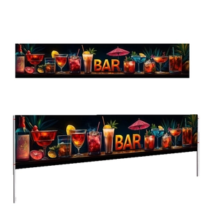 Tropisches Hawaii Bar Banner mit Cocktails und Neon BAR Schild für Sommerparty Deko