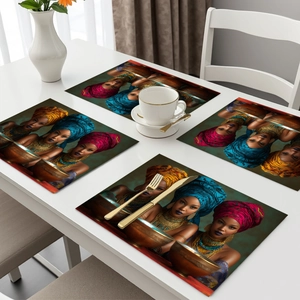 Lot de 4 sets de table résistants à la chaleur avec portraits de femmes africaines