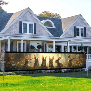 Outdoor-Banner mit Waldhasen für Frühlings-Gartenparty-Dekoration mit Blumen