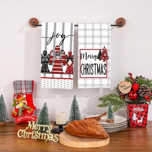 Christmas hand towel set with joy angel and tree designs for holiday kitchen decor