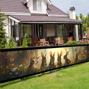 Hasen-Banner mit Blumenmuster für Gartenzaun und Frühlings-Partydekoration