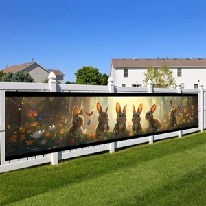 Waldhase Garten Banner Polyester Frühling Sommer Outdoor Zaun Dekoration Blumen Tier Cartoon Party Atmosphäre Banner