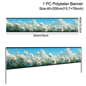 Polyester banner measuring 40x200cm with daisy meadow print for outdoor garden decoration