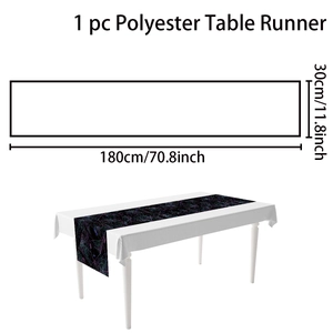 Polyester Halloween table runner 180x30cm featuring purple and blue spider web patterns