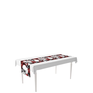 Gothic skull and red rose table runner for Halloween and Christmas party dining decoration