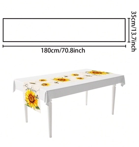 Detailed dimension layout for sunflower and butterfly table runner in 180x35cm size