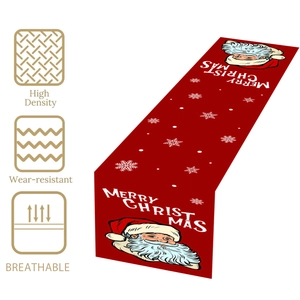 Runner da tavola natalizio con Babbo Natale e fiocchi di neve 180x35cm decorativo