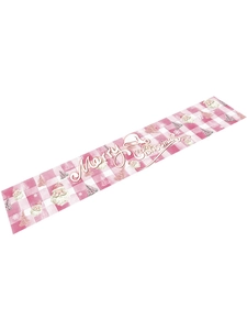 Pink Christmas table runner with Gingham check pattern and Santa Claus decoration detail