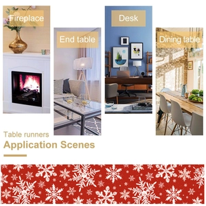 Red Christmas snowflake table runner for dining table and fireplace decor 180cm