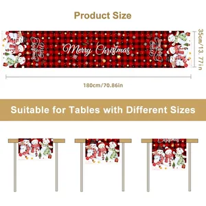 Christmas snowman buffalo plaid table runner 13.77x70.86in size guide and dimensions