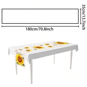 Polyester table runner with sunflower and butterfly pattern, measuring 180x35cm for dining