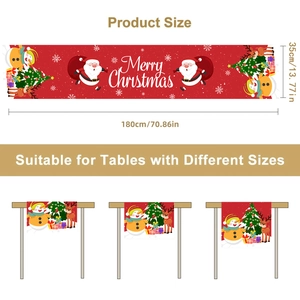 Christmas table runner 180x35cm with Santa Claus Snowman and Reindeer festive patterns