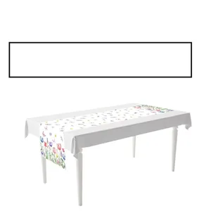 Floral spring table runner 180x35cm in polyester with colorful tulip patterns