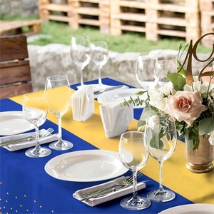 Rectangular Polyester Tablecloth For Banquet Wedding Party Rose Gold Black Blue White Golden Polka Dot Decorative Table Cloth