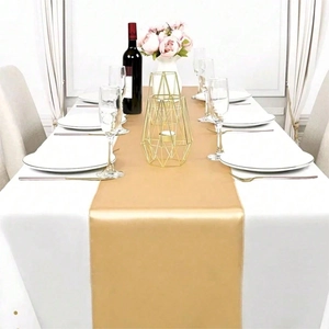 Elegant champagne gold satin tablecloth for parties and banquets in 137x274cm size