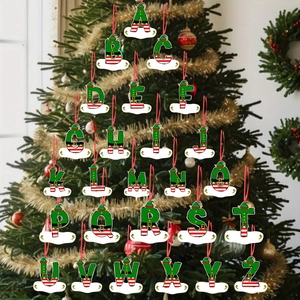 Christmas Tree Alphabet Ornaments Elf Style Letter Charms For Xmas Holiday Party Home Decoration Hanging Pendants