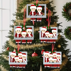 Décoration Suspendue Famille de Noël Résine Personnalisé DIY Nom Arbre de Noël Écossais Portrait de Famille Pendentif Cadeau