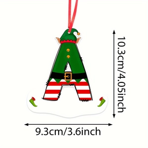 Christmas alphabet elf letter A hanging ornament for holiday tree decoration