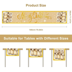 Christmas table runner with golden angels and Merry Christmas text in 180x30cm size