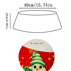 Cache-pied sapin de Noël avec motif gnome et flocons dorés, dimensions 40x22cm
