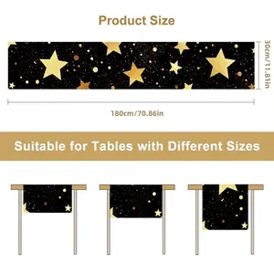 Christmas table runner 180x30cm with gold stars pattern for holiday dining decor