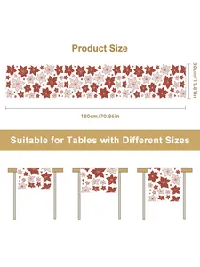 Size guide for Christmas table runner showing 30x180cm dimensions and table fit