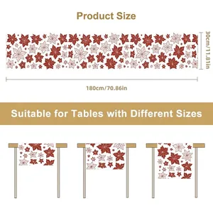 Christmas table runner with maple leaf design measuring 180x30cm for festive dining decor